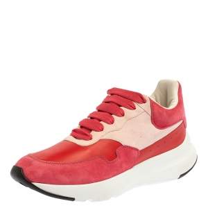 Pre Owned Alexander McQueen Red/Pink Suede Leather Low Top Sneakers Size 40