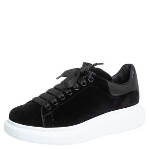 Pre Owned Alexander McQueen Black Velvet Oversized Low Top Sneakers Size 40