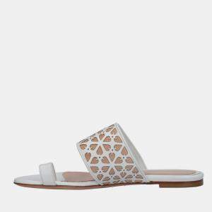 Pre Owned Alexander McQueen Leather Flat Sandals 39.5