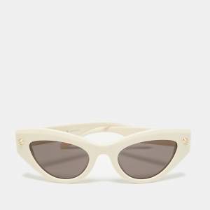 Alexander McQueen Cream/Black Spike Stud Cat Eye Sunglasses 