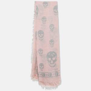 Alexander McQueen Light Pink All-Over Print Modal Scarf