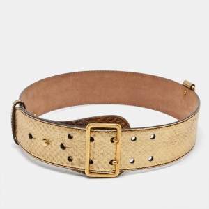 Alexander McQueen Gold Leather Waist Belt 75CM