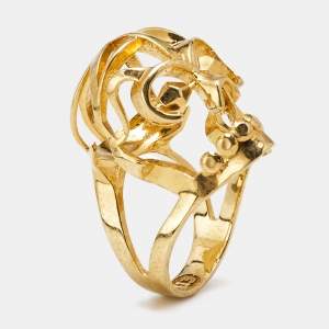 Alexander McQueen Skull Gold Tone Ring Size 53