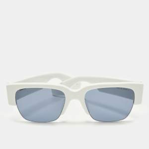 مملوكة مسبقًا Alexander McQueen White/Blue AM0405S Frame Square Sunglasses