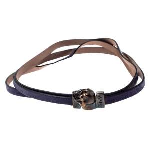 Pre Owned Alexander McQueen Purple Triple Strand Leather Skull Choker Necklace