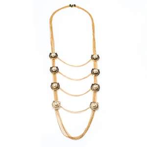 Pre Owned Alexander McQueen Faux Pearl & Crystal Station Layered Necklace