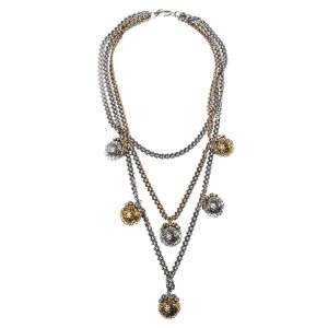 Alexander McQueen Engraved Crystal Sphere Layered Celtic Necklace