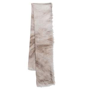 Alexander McQueen Beige Fur and Skull Print Modal Silk Scarf