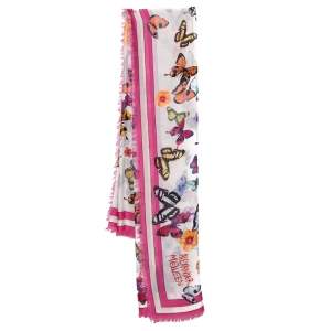 Pre Owned  Alexander McQueen Pink Butterfly Print Modal Square Scarf 
