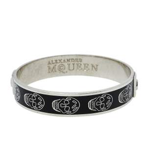 Alexander McQueen Black Enamel Skull Bangle Bracelet