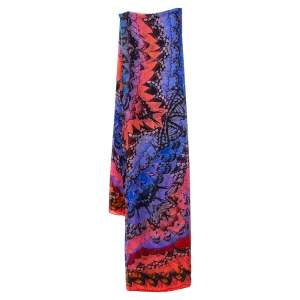 Alexander McQueen Red & Blue Rainbow Wings Print Silk Chiffon Scarf