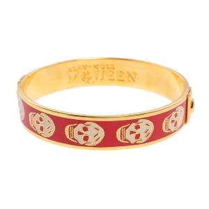 Alexander McQueen Red Enamel Skull Bangle Bracelet
