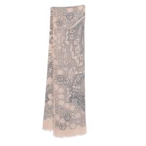 Alexander McQueen Pink Printed Cotton & Silk Square Scarf