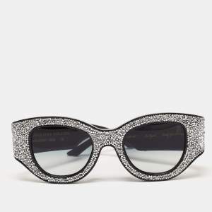  Anna Karin Karlsson Gradient Black Lucky Goes to Vegas Crystals Cat Eye Sunglasses