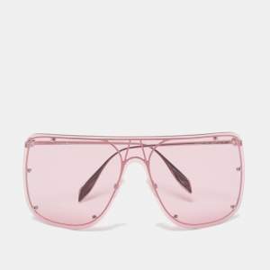 Alexander McQueen Pink/Silver AM0313S Skull Oversized Sunglasses