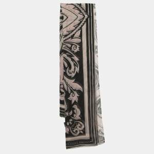 Alexander McQueen Black & Pink Printed Silk Square Scarf