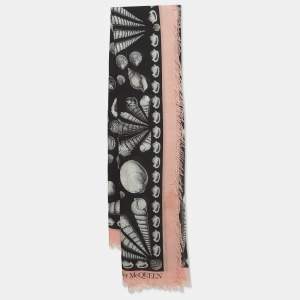 Alexander McQueen Black/Pink Sea Shells Print Modal and Silk Scarf