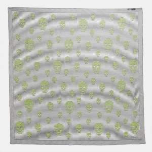 Alexander McQueen Black/White Striped Skull Print Silk Scarf