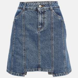 Alexander McQueen Blue Embroidered Denim Mini Skirt S
