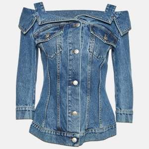 Alexander McQueen Blue Denim Cold Shoulder Jacket S