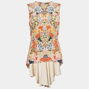 Alexander McQueen Multicolor Floral Print Crepe Tunic Top M