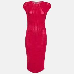 Pre Owned Alexander McQueen Pink Textured Knit Sheath Dress S