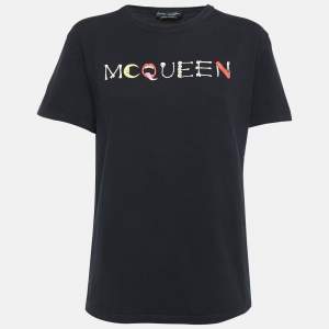 Alexander McQueen Black Logo Print Cotton Knit T-Shirt XL
