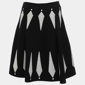 Alexander McQueen Black/White Knit Flared Mini Skirt M