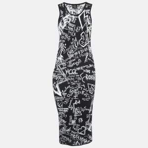 Pre Owned Alexander McQueen Black Chalkboard Jacquard Knit Midi Tank Dress M