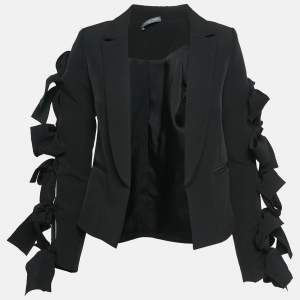 Alexander McQueen Black Crepe Cut-Out Tie-Up Detail Blazer S