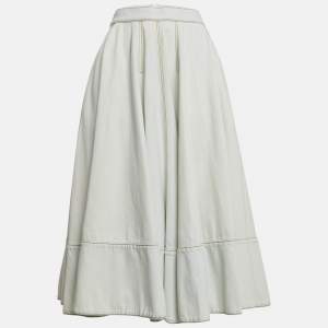 Pre Owned Alexander McQueen Light Blue Denim Flared Midi Skirt S