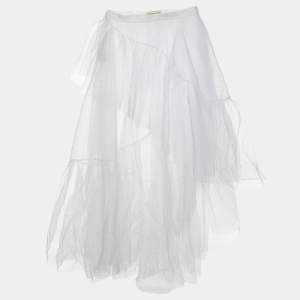 Alexander McQueen White Mesh Asymmetric Midi Skirt M