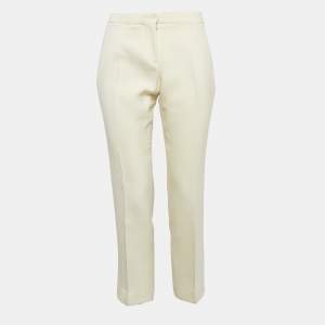 Pre Owned Alexander McQueen Cream Wool Blend Straight Trousers S