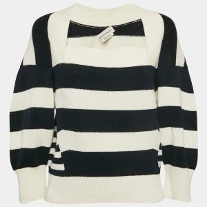 Alexander McQueen White Striped Wool Blend Sweater L