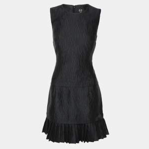 Alexander McQueen Navy Blue Jacquard Sleeveless Midi Dress S