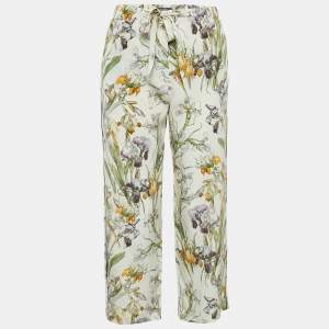 Alexander McQueen Off-White Floral Print Silk Pants S