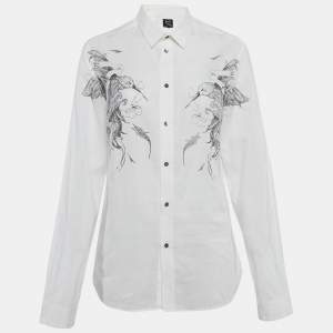 Alexander McQueen White Printed Cotton Button Front Shirt XL