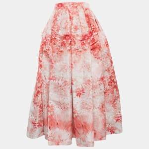 Alexander McQueen Pink Floral Print Synthetic Long Skirt M