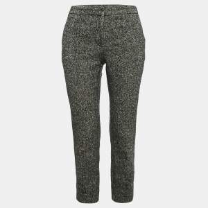 Alexander McQueen Black Herringbone Boucle Wool Capri Pants S