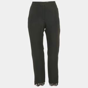 Alexander McQueen Black Lace Trim Crepe Trousers L