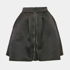 Alexander McQueen Black Satin Pleated Mini Skirt S