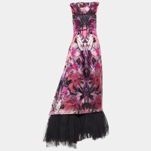 Alexander McQueen Pink Orchid Jacquard Sleeveless Gown M