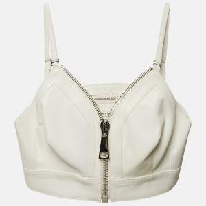 Alexander McQueen White Leather Bralette Crop Top M