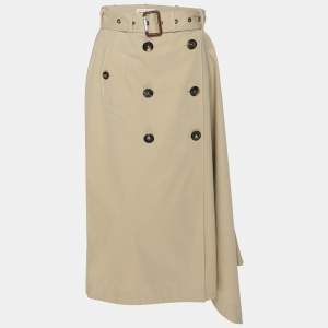 Alexander McQueen Beige Cotton Asymmetric Trench Belted Skirt M