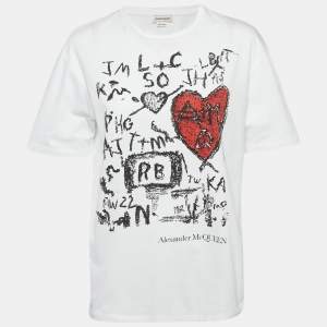 Alexander McQueen White Logo Print Jersey T-Shirt S