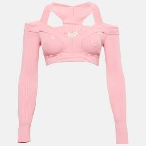 Alexander McQueen Pink Rib Knit Crop Top XS
