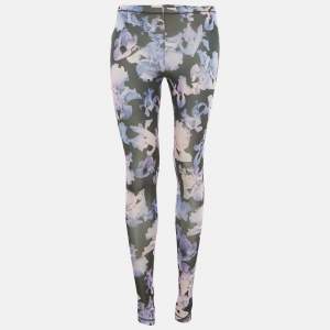 Alexander McQueen Black/Purple Floral Print Leggings XS