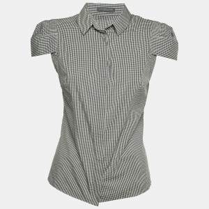 Alexander McQueen Black & White Gingham Print Cotton Blend Shirt S