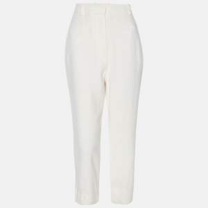 Pre Owned Alexander McQueen White Crepe Capri Pants L