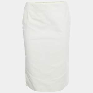 Pre Owned Alexander McQueen White Cotton Midi Skirt M